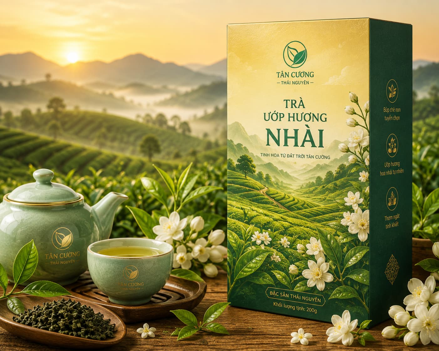 Hộp trà Tân Cương hương nhài
